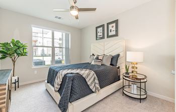 Bed and lamps